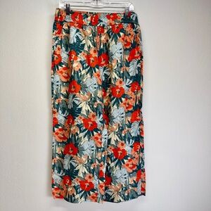 C&C California Women's Linen Wide Leg Boho Beach Tropical Pull-On Ankle Pants
